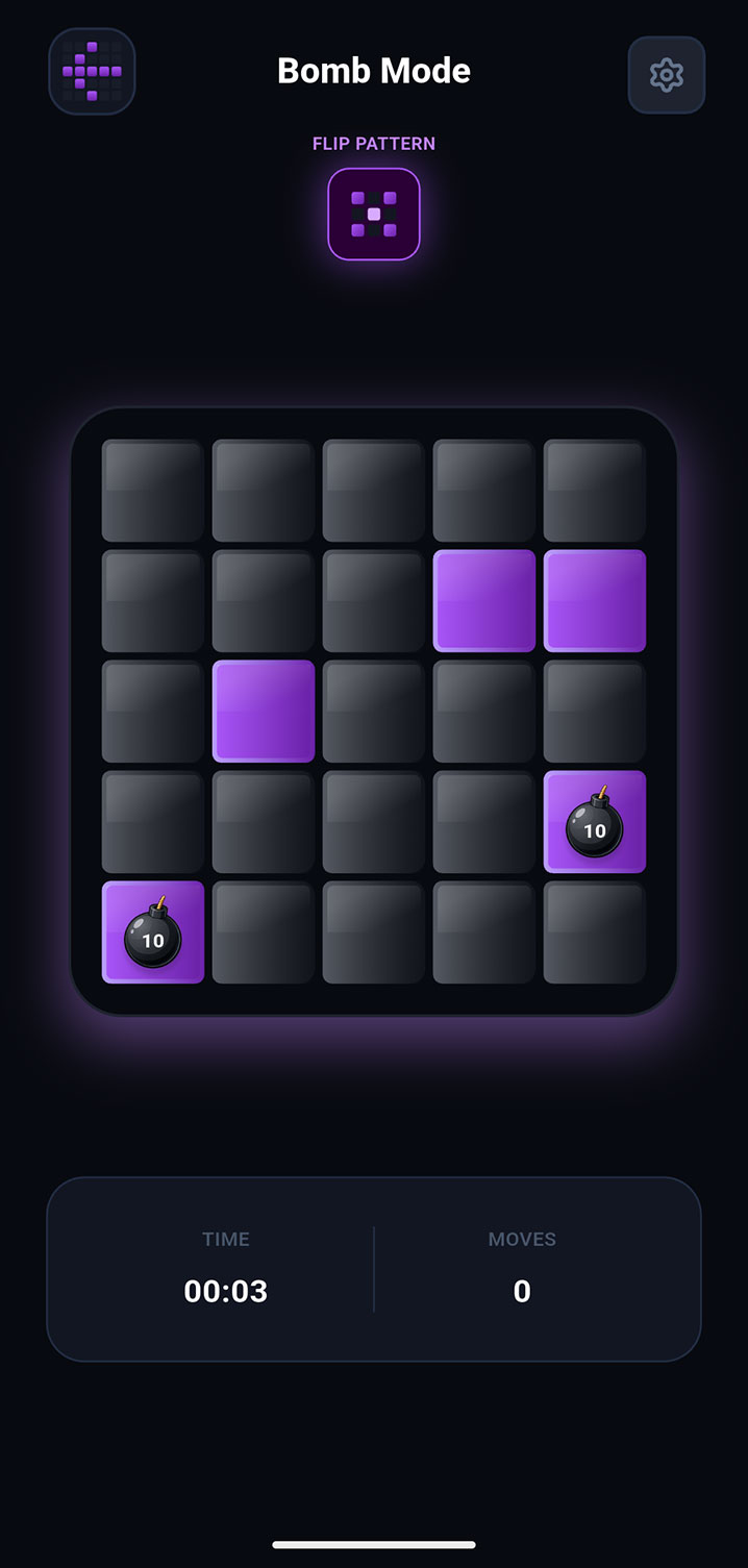 Bomb Mode timed tile flip puzzle gameplay