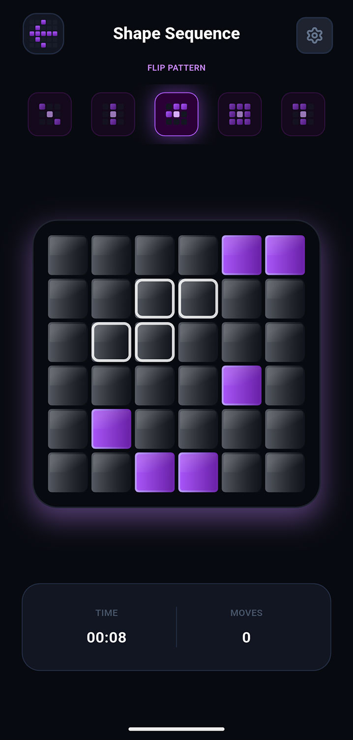 Shape Sequence pattern recognition puzzle gameplay