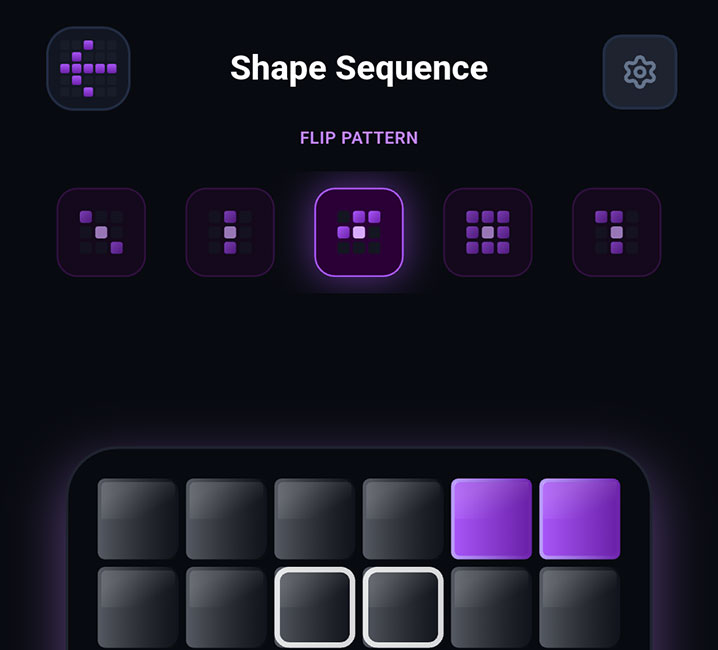 Shape Sequence gameplay showing a randomly appearing shape on the puzzle board